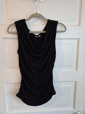 Me and Young Black Sleeveless Cowl Neck Top with Side Ruching